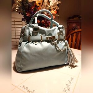 Steve Madden Light Blue Satchel with Chain Detail